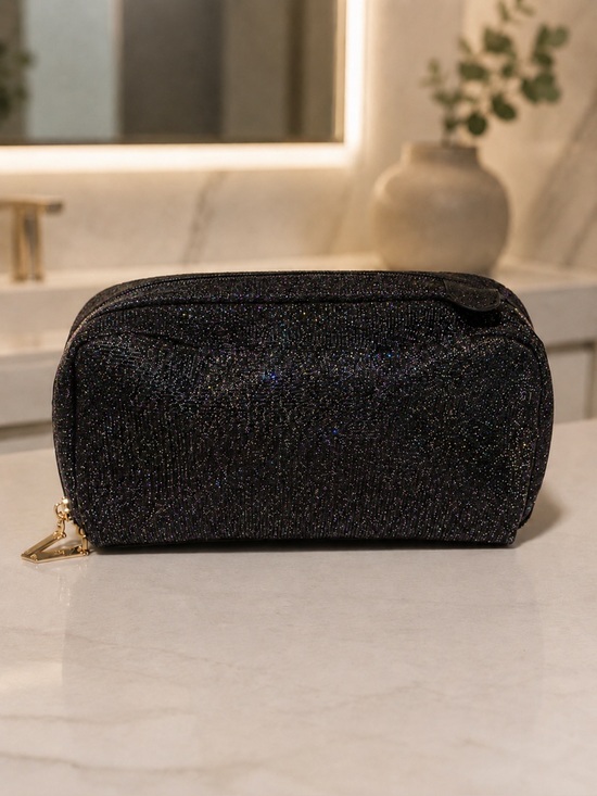 Other - Sparkle Compact Black Cosmetic Bag,NWOT